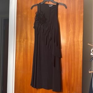 Black floral design asymmetrical dress